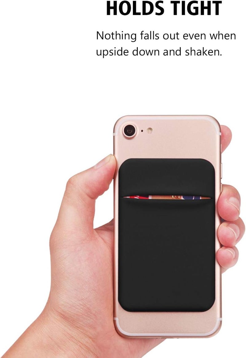 OBVIS Cell Phone Pocket Self Adhesive Card Holder Stick On Wallet Sleeve with Adhesive ID Credit Card ATM Card Holder for iPhone Android 2 PACK BLACK - Image 4